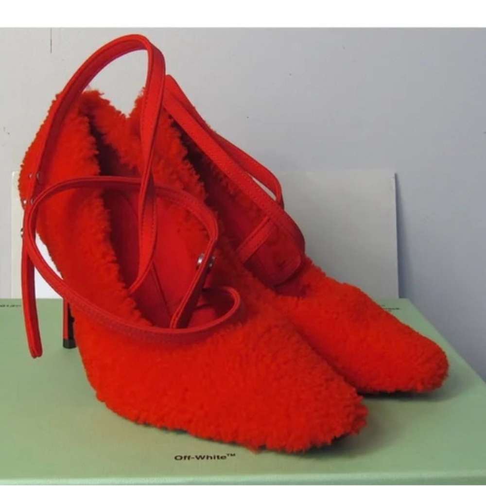 Off-White Women's Red Furry Heels